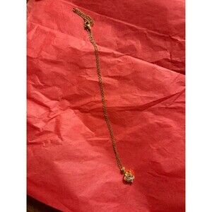 Gold Tone Pink Heart CZ Crystal Dagger Sword Pendant Necklace Dainty Chain